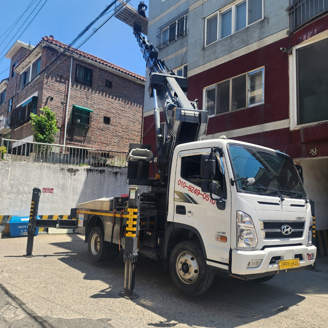 경기 신진동 외벽 도색 스카이차 작업