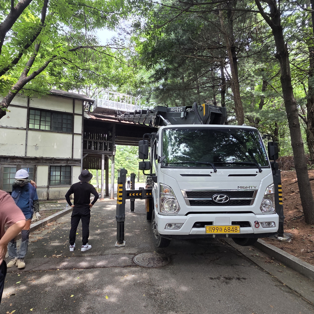 경기 설문동 실외기 양중 스카이차 작업